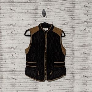 Entro Women's Puffer Vest Suede details Sz:S black